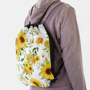 Watercolor Sunflower 8 Drawstring Bag