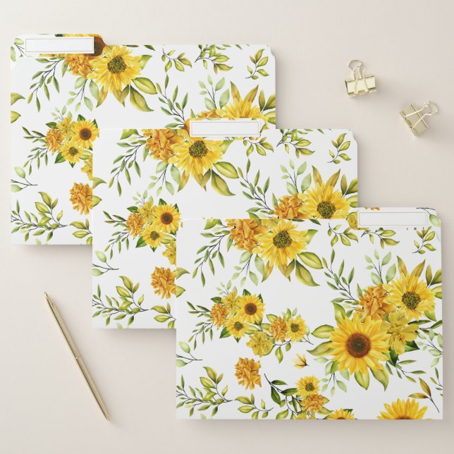 Watercolor Sunflower 8 File Folder (Set)