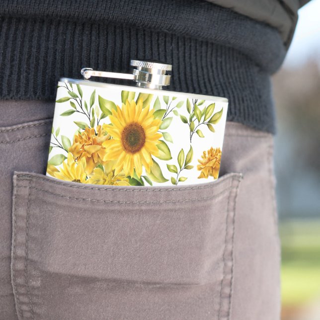 Watercolor Sunflower 8 Flask (In Situ)