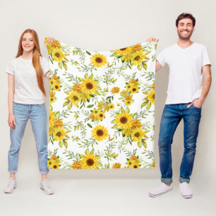 Watercolor Sunflower 8 Fleece Blanket