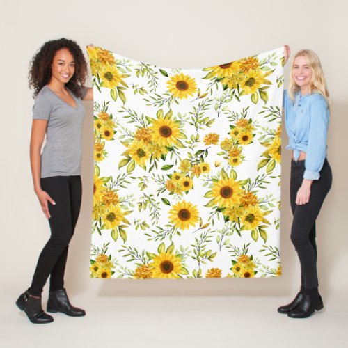 Watercolor Sunflower 8 Fleece Blanket