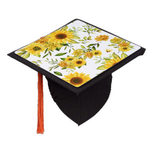 Watercolor Sunflower 8 Graduation Cap Topper