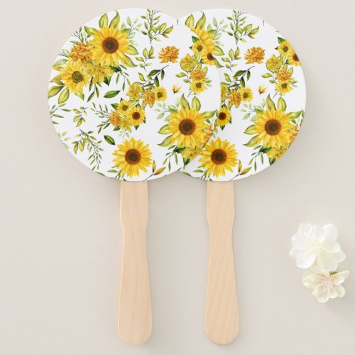 Watercolor Sunflower 8 Hand Fan