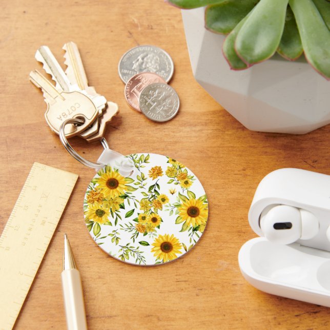 Watercolor Sunflower 8 Keychain (Desk)