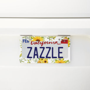 Watercolor Sunflower 8 License Plate Frame