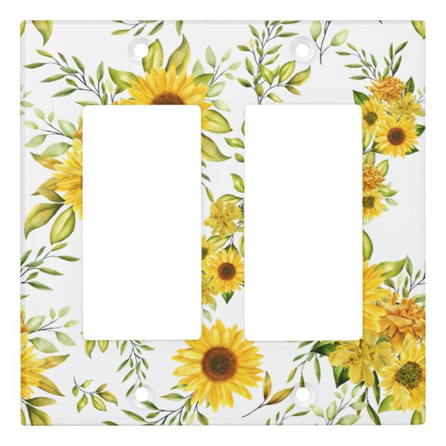 Watercolor Sunflower 8 Light Switch Cover (Front)