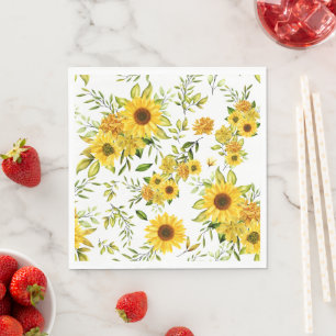 Watercolor Sunflower 8 Napkins