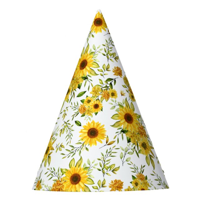 Watercolor Sunflower 8 Party Hat (Front)