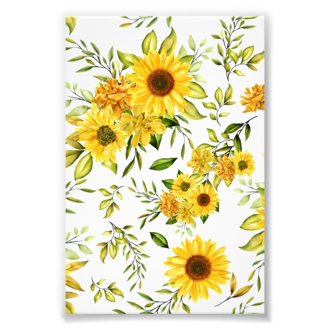 Watercolor Sunflower 8 Photo Print (Front)