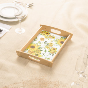 Watercolor Sunflower 8 Serving Tray