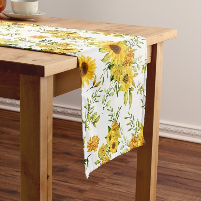 Watercolor Sunflower 8 Short Table Runner (In Situ)