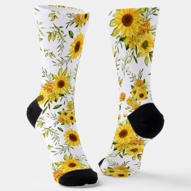 Watercolor Sunflower 8 Socks (Angled)