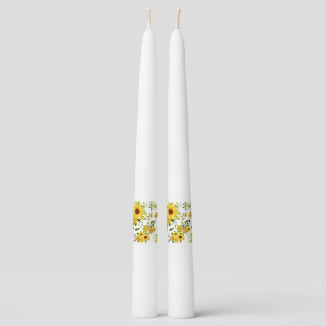 Watercolor Sunflower 8 Taper Candle (Front)