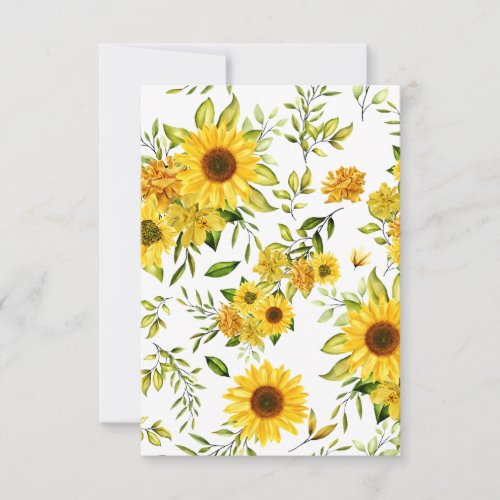 Watercolor Sunflower 8 Thank You Card