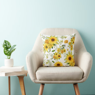 Watercolor Sunflower 8 Throw Pillow