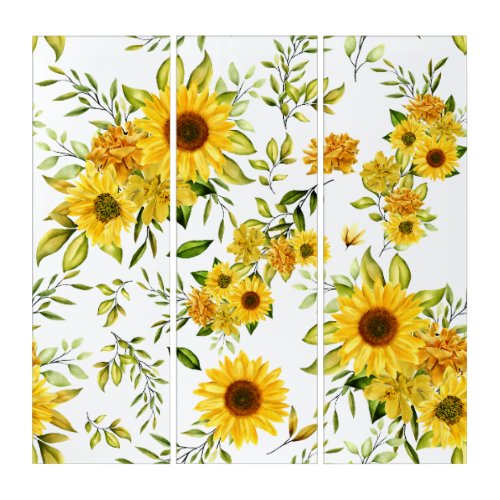 Watercolor Sunflower 8 Triptych