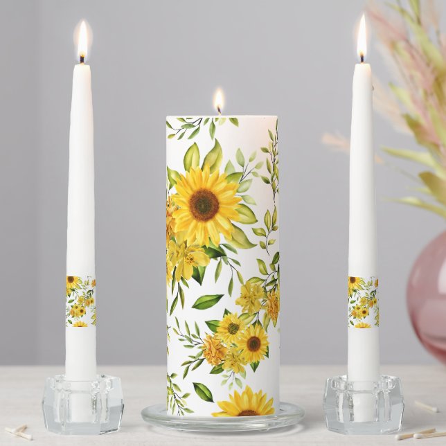 Watercolor Sunflower 8 Unity Candle Set (In Situ)