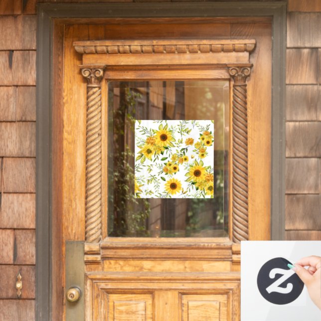 Watercolor Sunflower 8 Window Cling (Home Door)