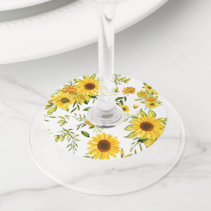 Watercolor Sunflower 8 Wine Glass Tag