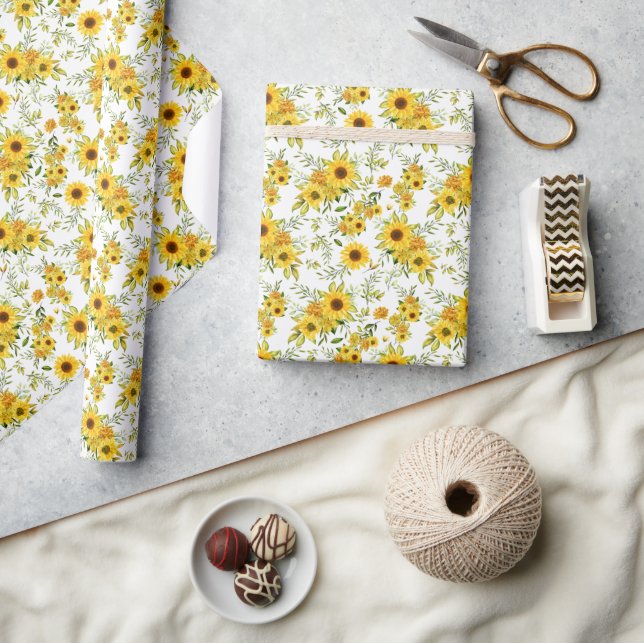 Watercolor Sunflower 8 Wrapping Paper (Crafts)