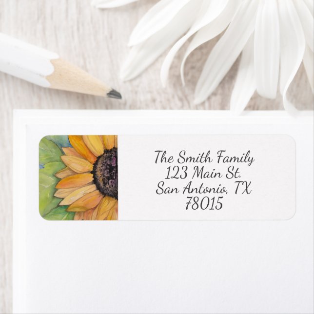 Watercolor Sunflower Address Label (Insitu)