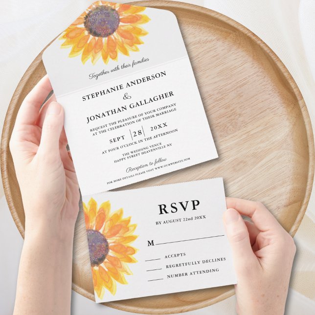 Watercolor Sunflower All in One Wedding Invitation (Creator Uploaded)