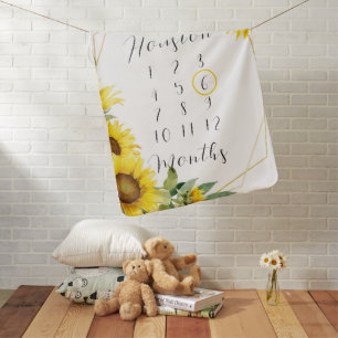 Watercolor Sunflower Baby Blanket