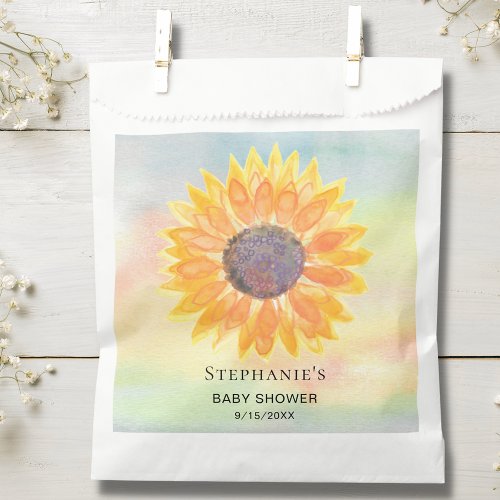 Watercolor Sunflower Baby Shower Favor Bag