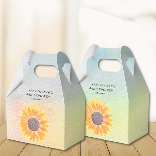 Watercolor Sunflower Baby Shower Favor Boxes