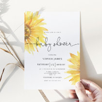 Watercolor Sunflower baby shower Invitation