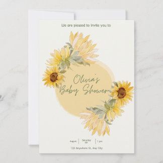 Watercolor Sunflower Baby Shower Invitation