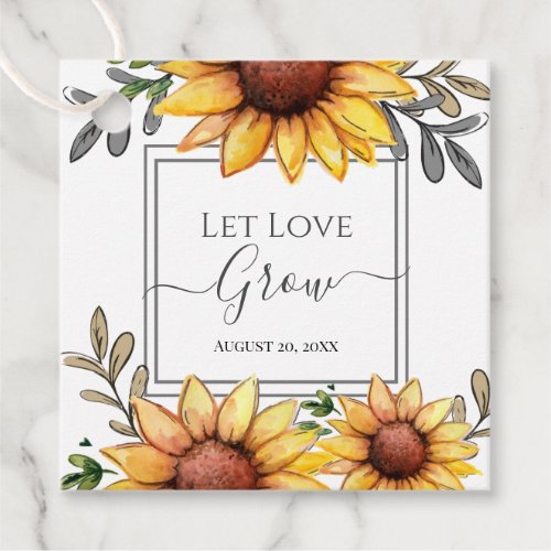 Watercolor Sunflower Baby Shower Love Grow Favor Tags