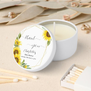 Watercolor Sunflower Baby Shower Mini Candle Favors