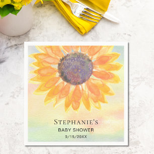 Watercolor Sunflower Baby Shower Napkins