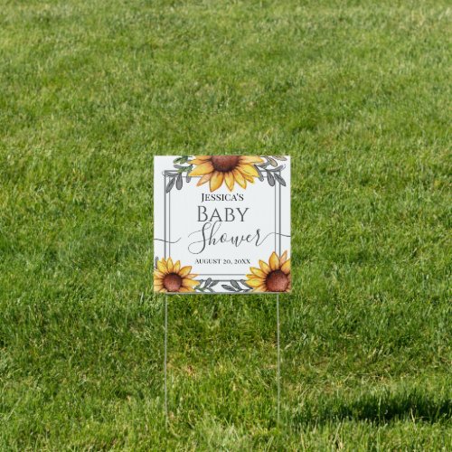 Watercolor Sunflower Baby Shower  Sign