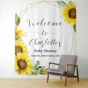 Watercolor Sunflower Baby Shower Tapestry