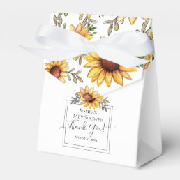 Watercolor Sunflower Baby Shower Thank You Favor Boxes