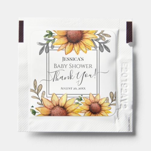 Watercolor Sunflower Baby Shower Thank You  Hand Sanitizer Packet