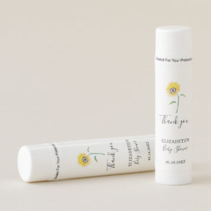 Watercolor Sunflower Baby Shower Thank you Simple Lip Balm