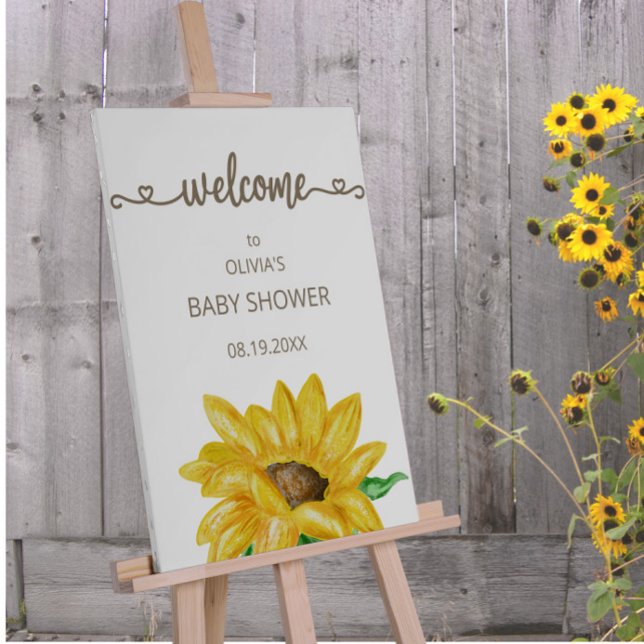 Watercolor Sunflower Baby Shower Welcome Foam Board (Creator Uploaded)