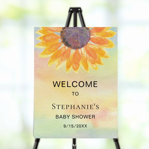 Watercolor Sunflower Baby Shower Welcome Foam Board
