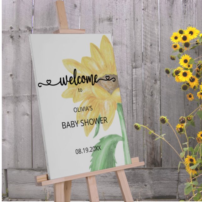 Watercolor Sunflower Baby Shower Welcome Foam Board (Creator Uploaded)