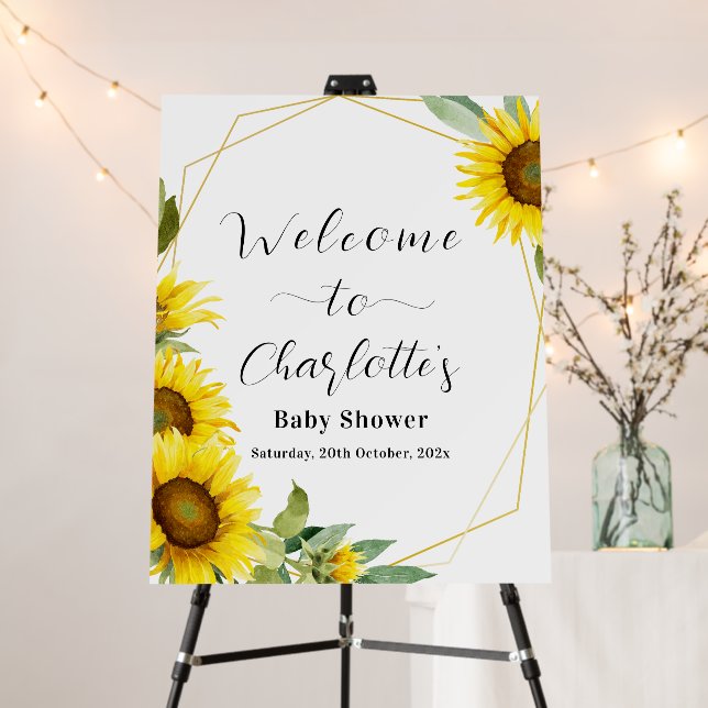 Watercolor Sunflower Baby Shower Welcome Sign (In Situ (Stand))