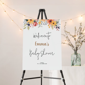 Watercolor Sunflower Baby Shower Welcome Sign