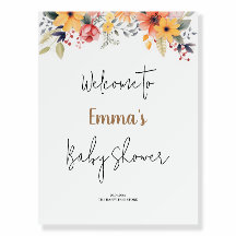 Watercolor Sunflower Baby Shower Welcome Sign