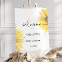 Watercolor Sunflower baby shower welcome sign