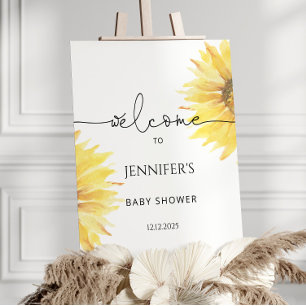 Watercolor Sunflower baby shower welcome sign