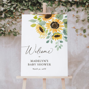 Watercolor Sunflower Baby Shower Welcome Sign