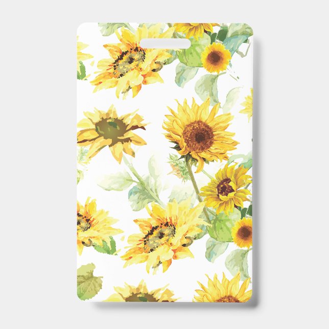 Watercolor Sunflower Badge (Front)