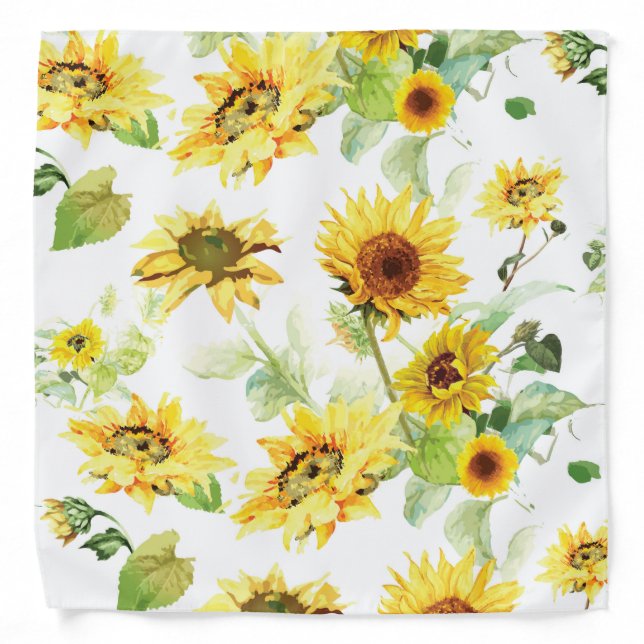 Watercolor Sunflower Bandana (Front)